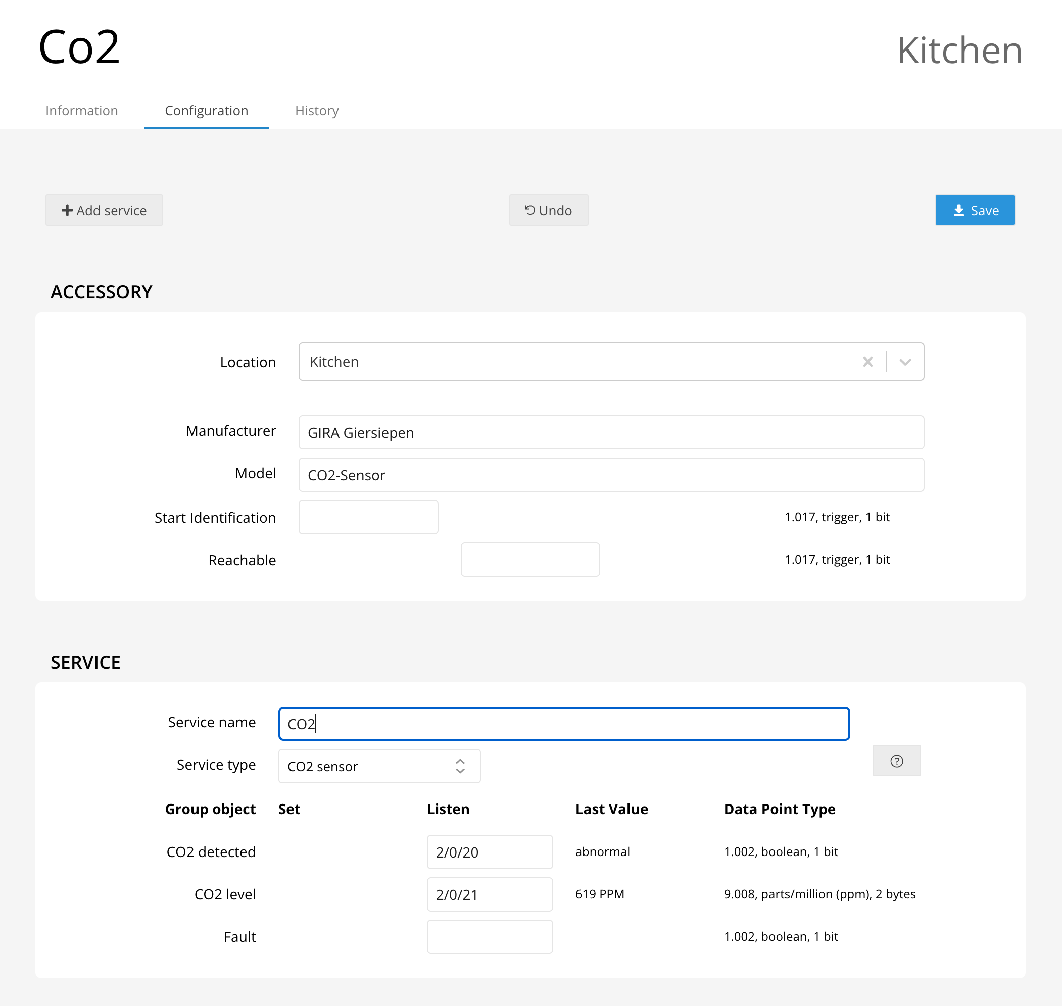 CO2 sensor configuration