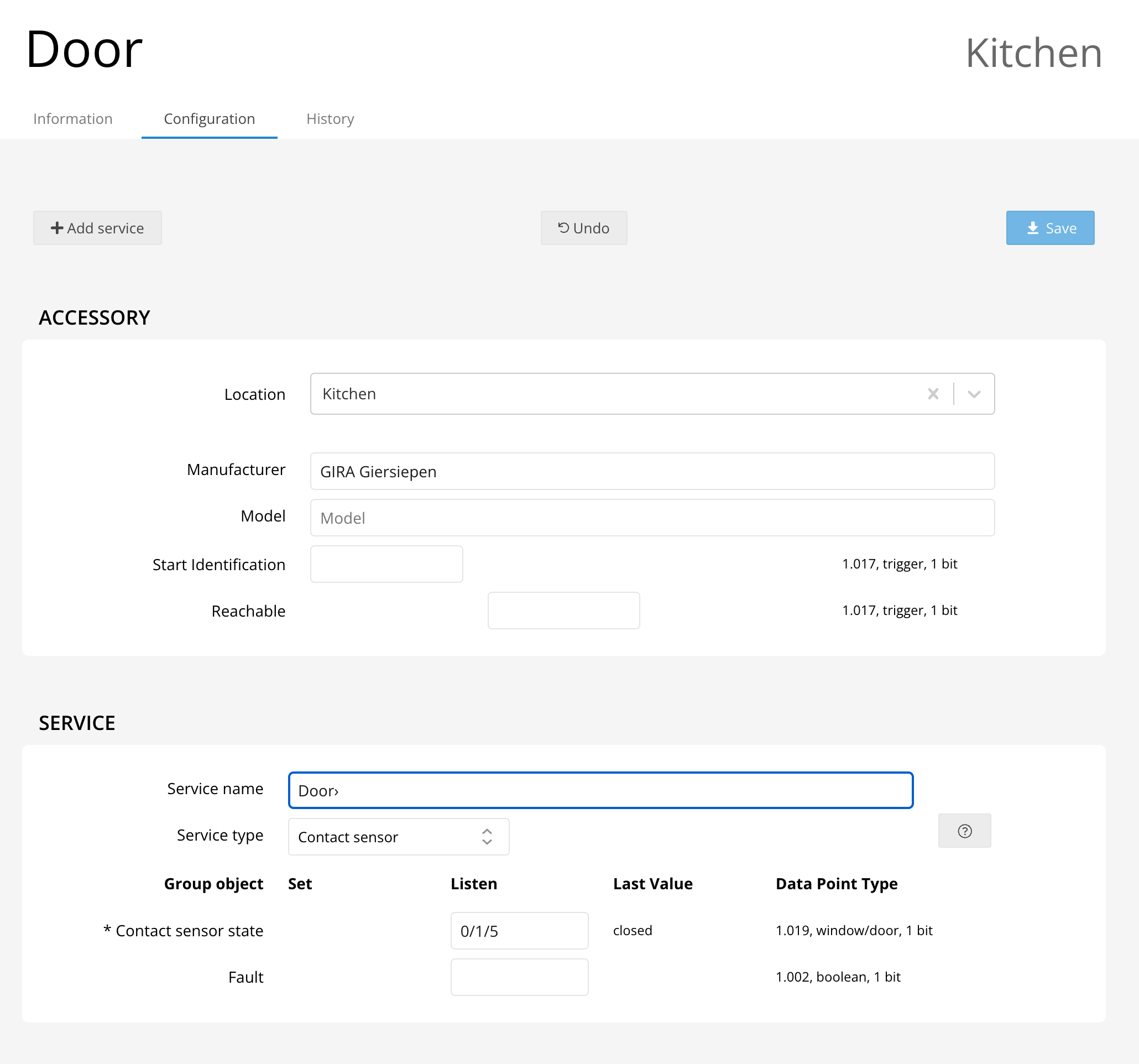 Contact sensor configuration