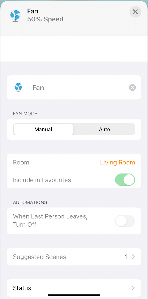 Fan in HomeKit