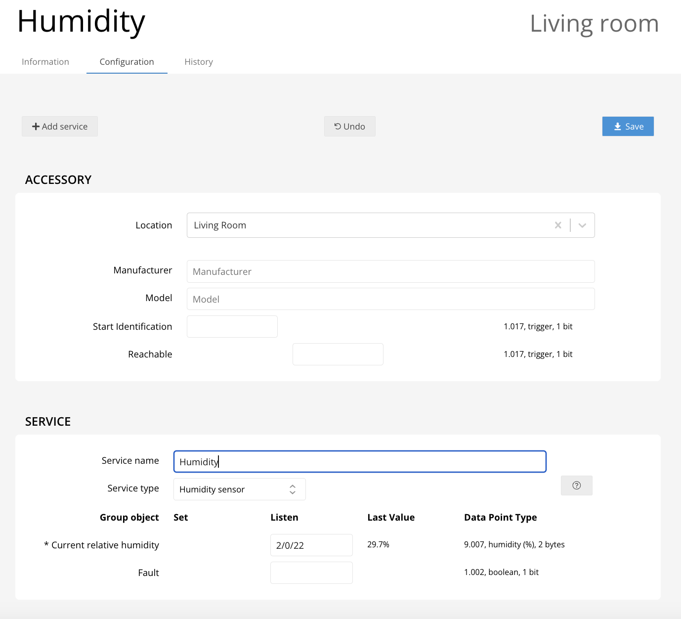 Humidity sensor configuration