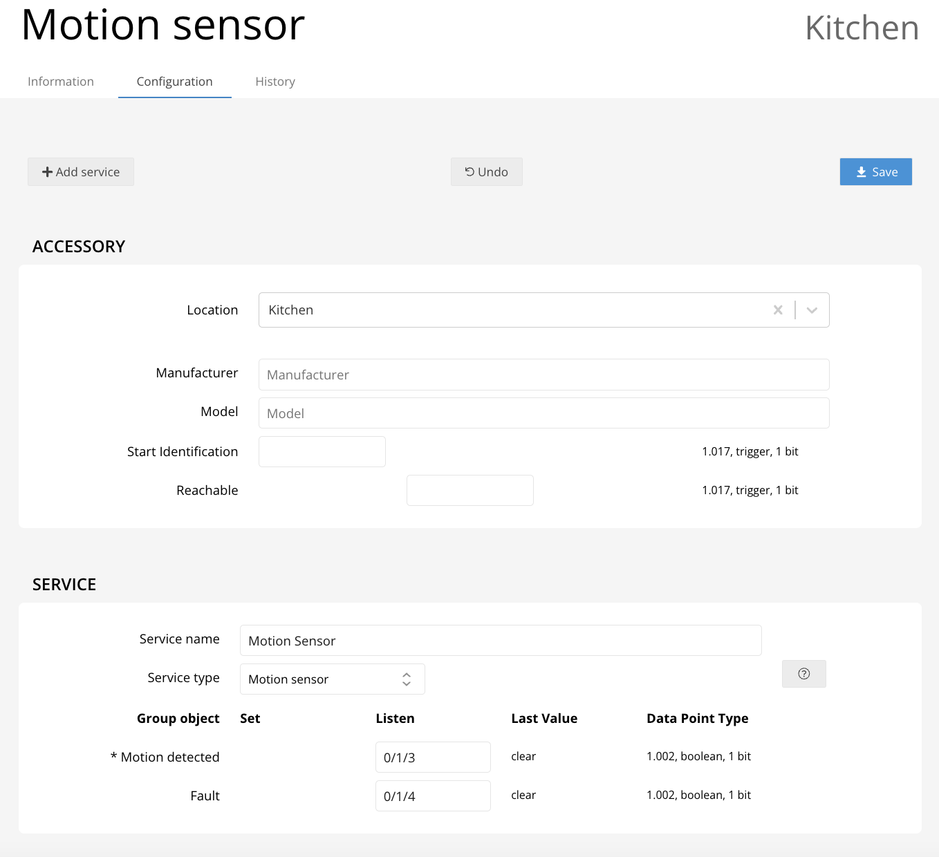 Motion sensor configuration