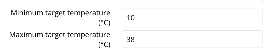 Target temperature screenshot