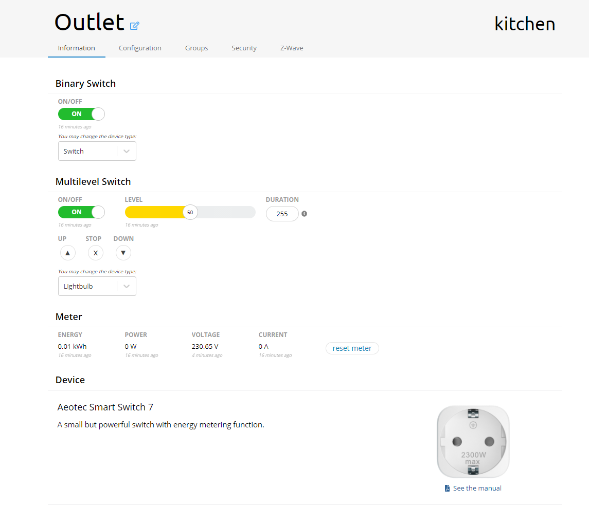 Z-Wave Device Configuration Page