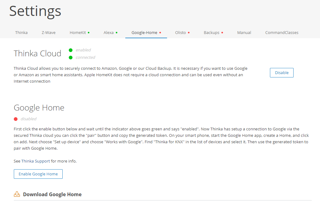 Enable Google Home